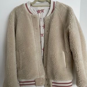 MOTHER cream teddy bomber